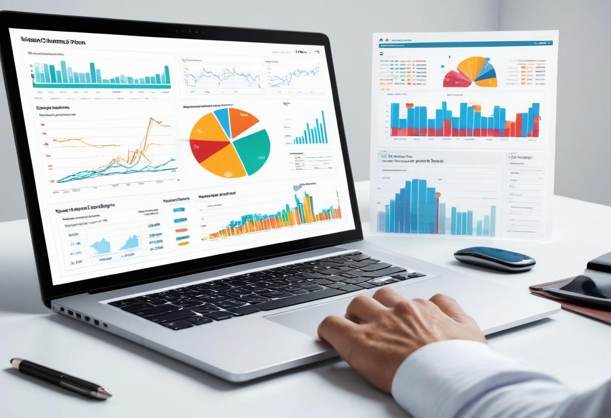 A professional-looking digital workspace with an open laptop displaying virtual insurance policy documents, surrounded by floating icons representing risk management tools, graphs showcasing insurance metrics, and a confident individual discussing strategies. The atmosphere conveys innovation and expertise, with a sleek, futuristic design. vibrant colors. 3D. white background.
